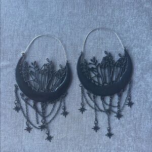 Vintage Black Cresent Hoop Earrings